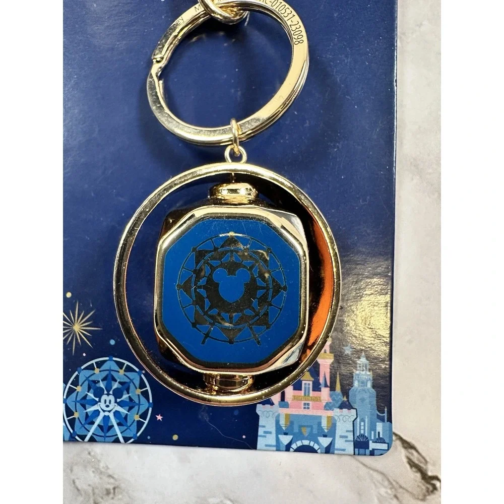 Disneyland Resort Spinner Keychain Castle Icons Disney Store Gold Tone